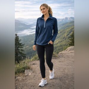 Eddie Bauer Grid Fleece Pullover Women Medium Blue Hiking NWT